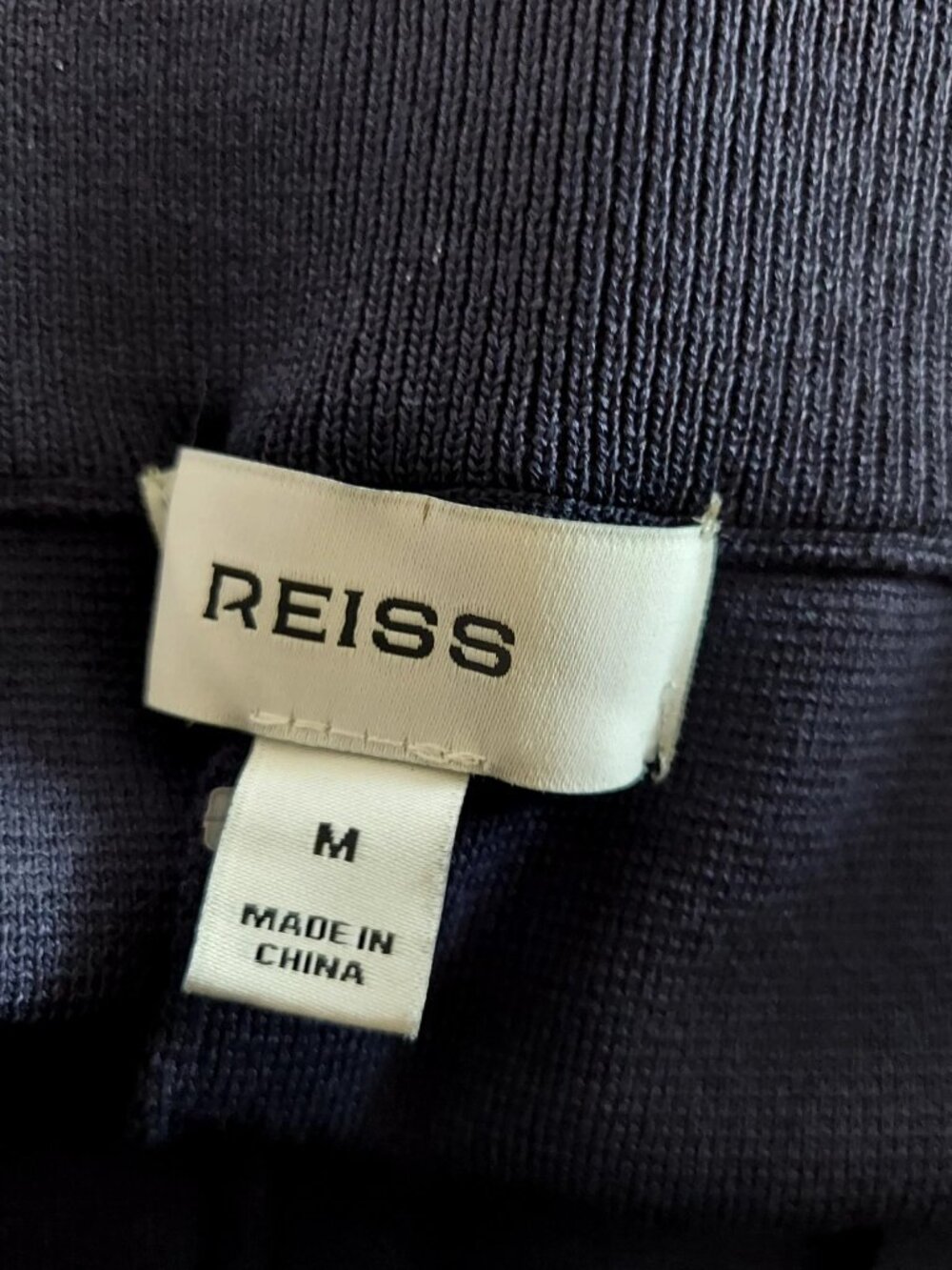 Reiss Womens Pants Size Medium Navy Blue Knitted Side Stripe Wide Leg Trousers - Picture 8 of 9